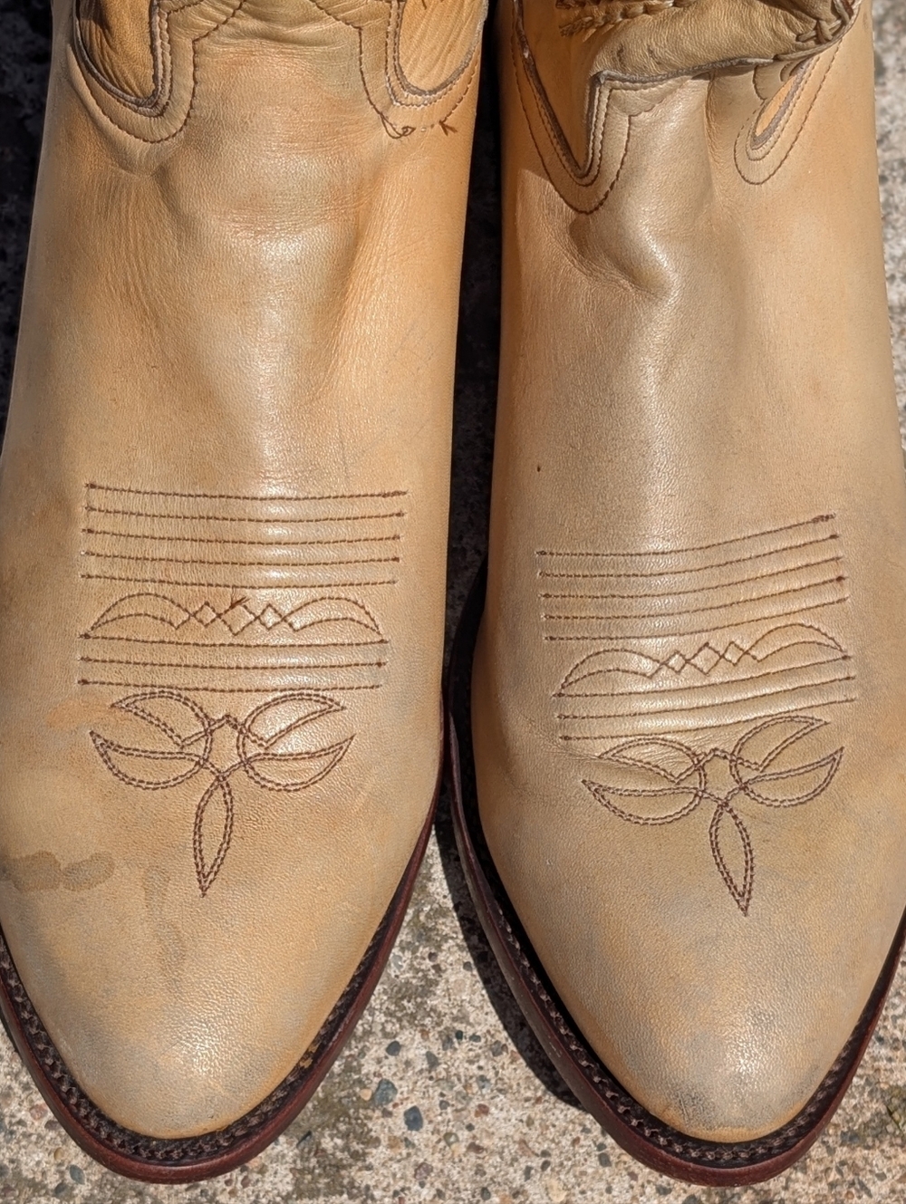 Dan Post Palamino Tan Leather Western Cowboy Boots Size 13 Men's Stitched Design - Picture 4 of 11
